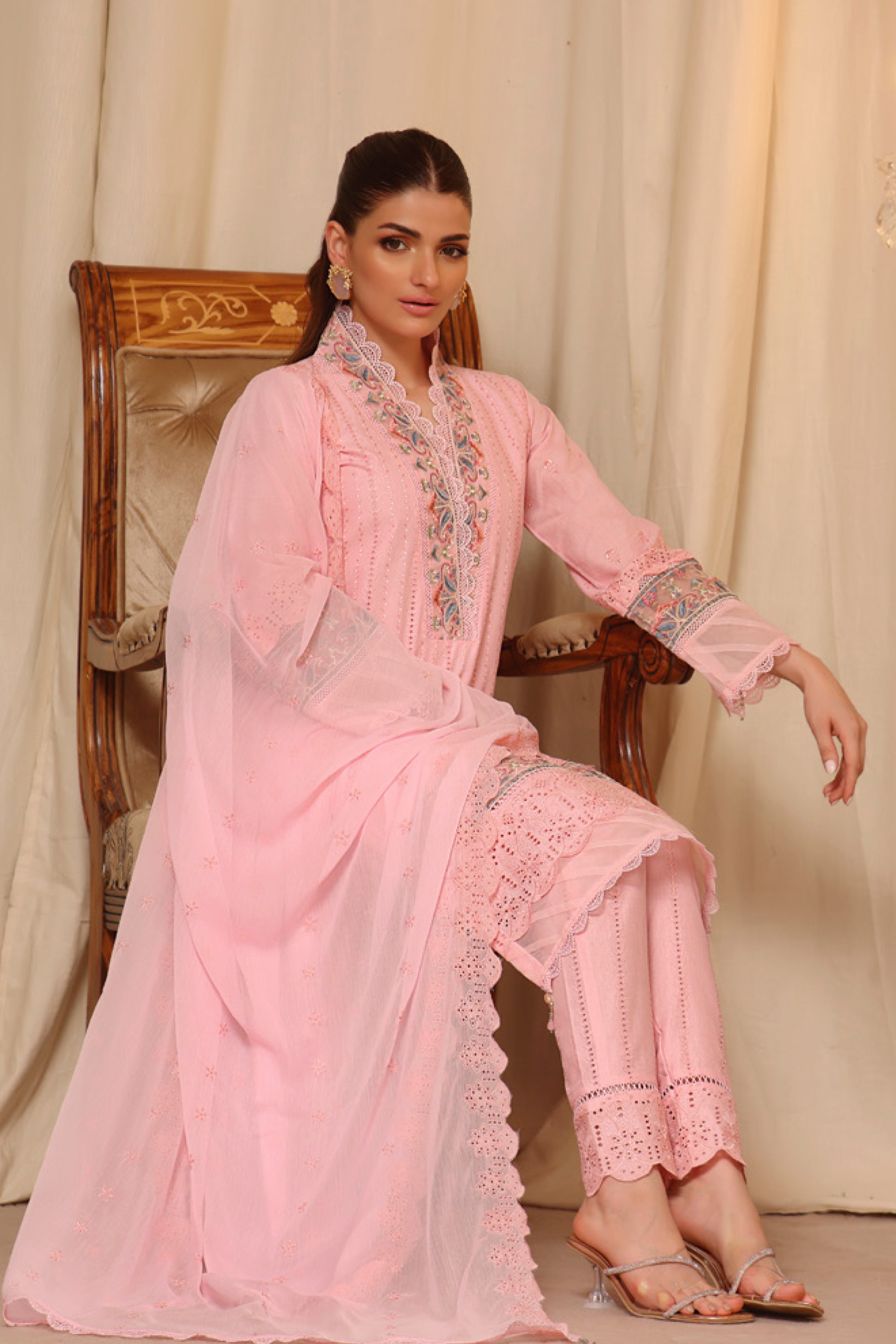 Serenade Pink Chikankari