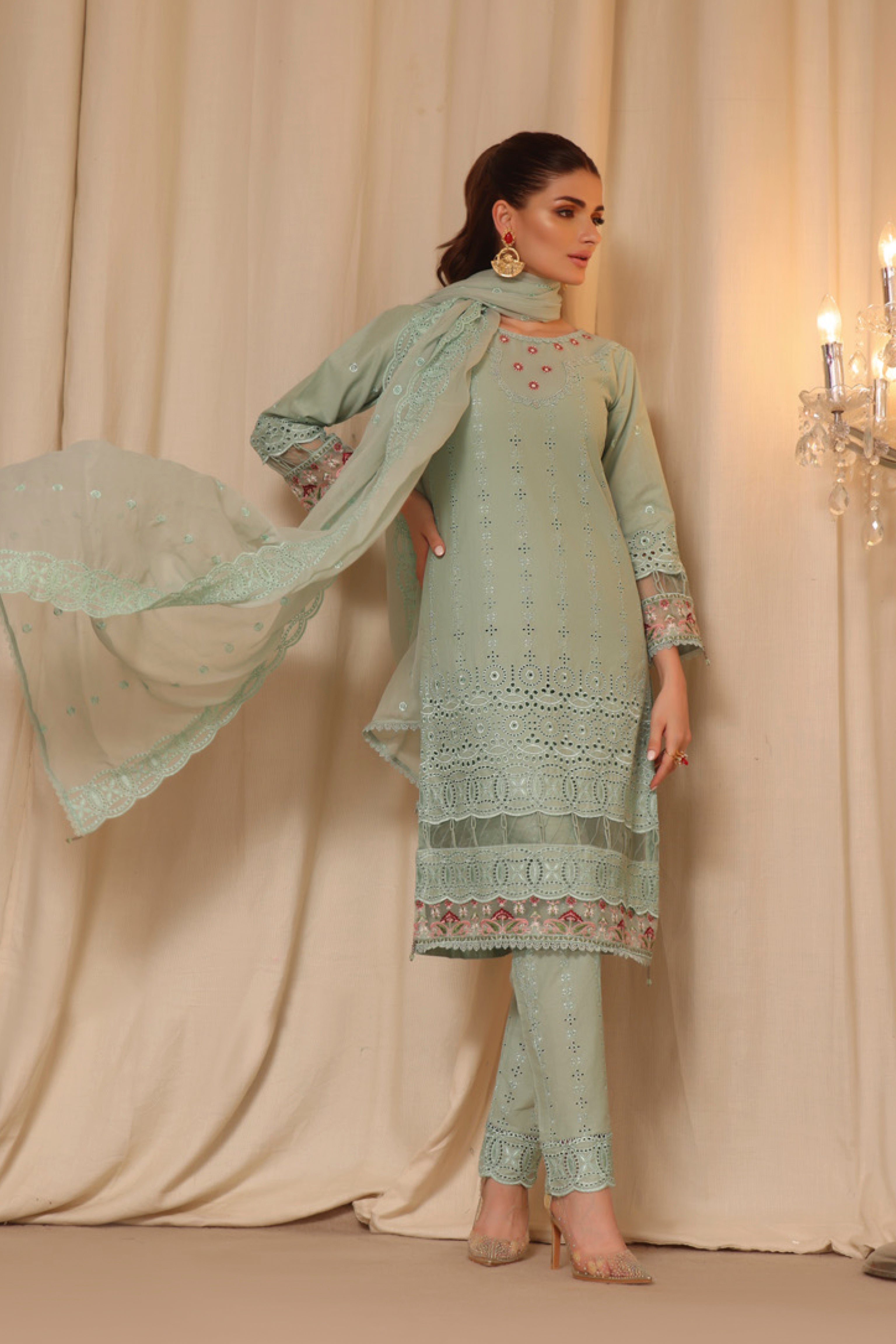 Sapphire Splendor Chikankari