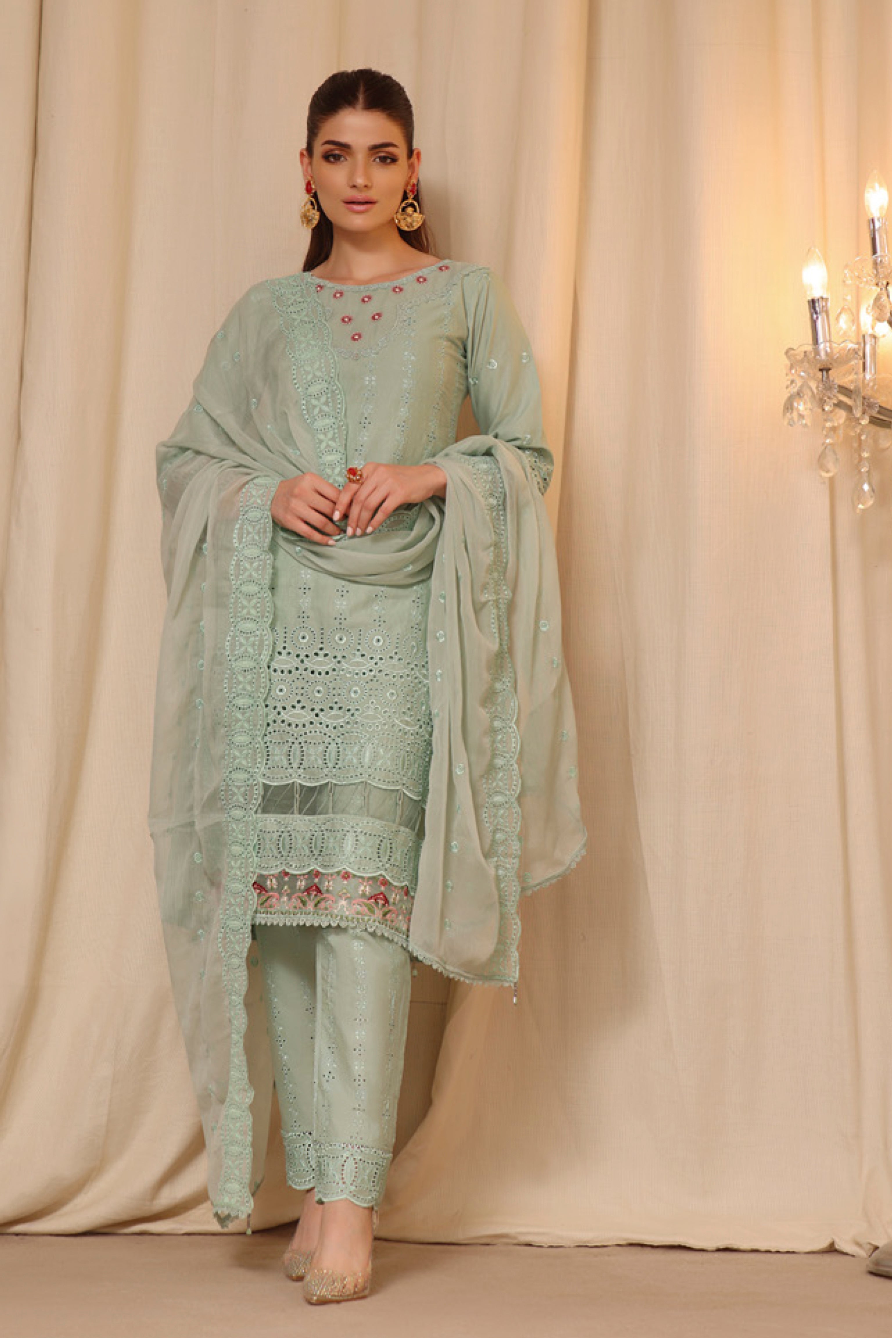 Sapphire Splendor Chikankari